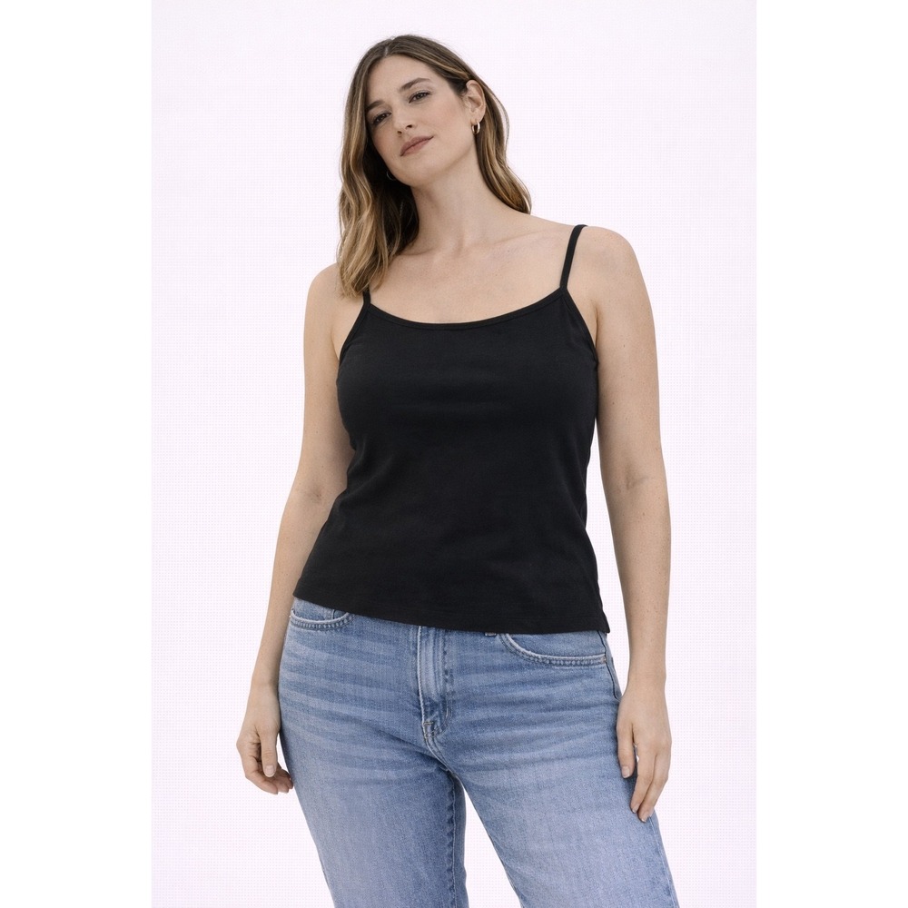 Fang Camisole Tank Top Women Small Black Spaghetti Strap Minimalist Basic Grunge